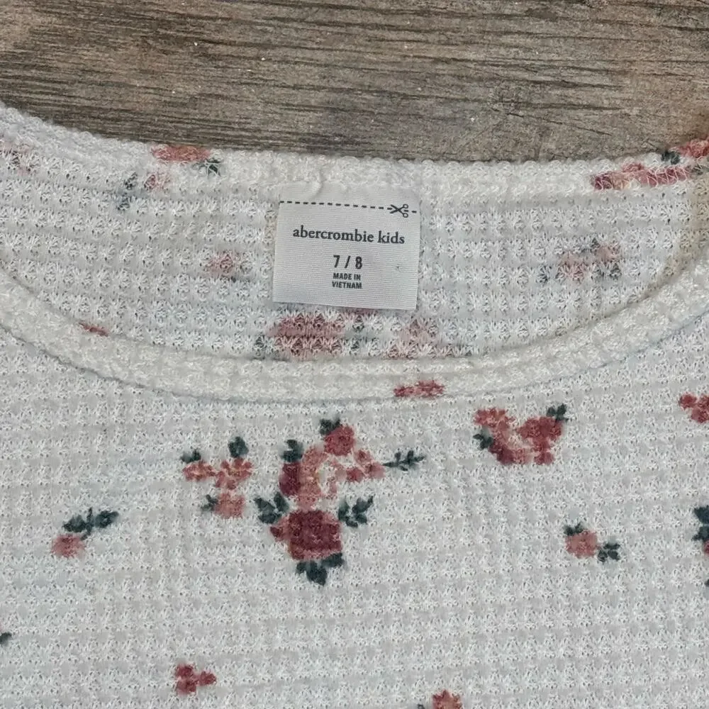 abercrombie kids waffle knit floral crop top size 7/8
